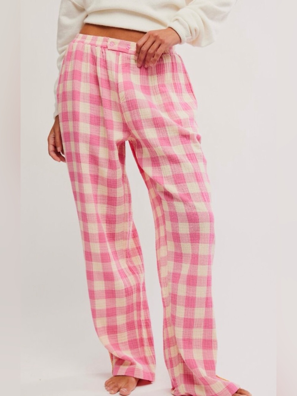 NWT Free People S Intimately Be Mine Pant in Hot Pink Combo Cotton NEW $78